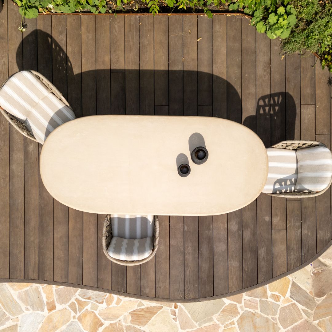 Tuinset Beverly Latte | Eettafel Hampton 300cm | 8x Eetstoel Beverly