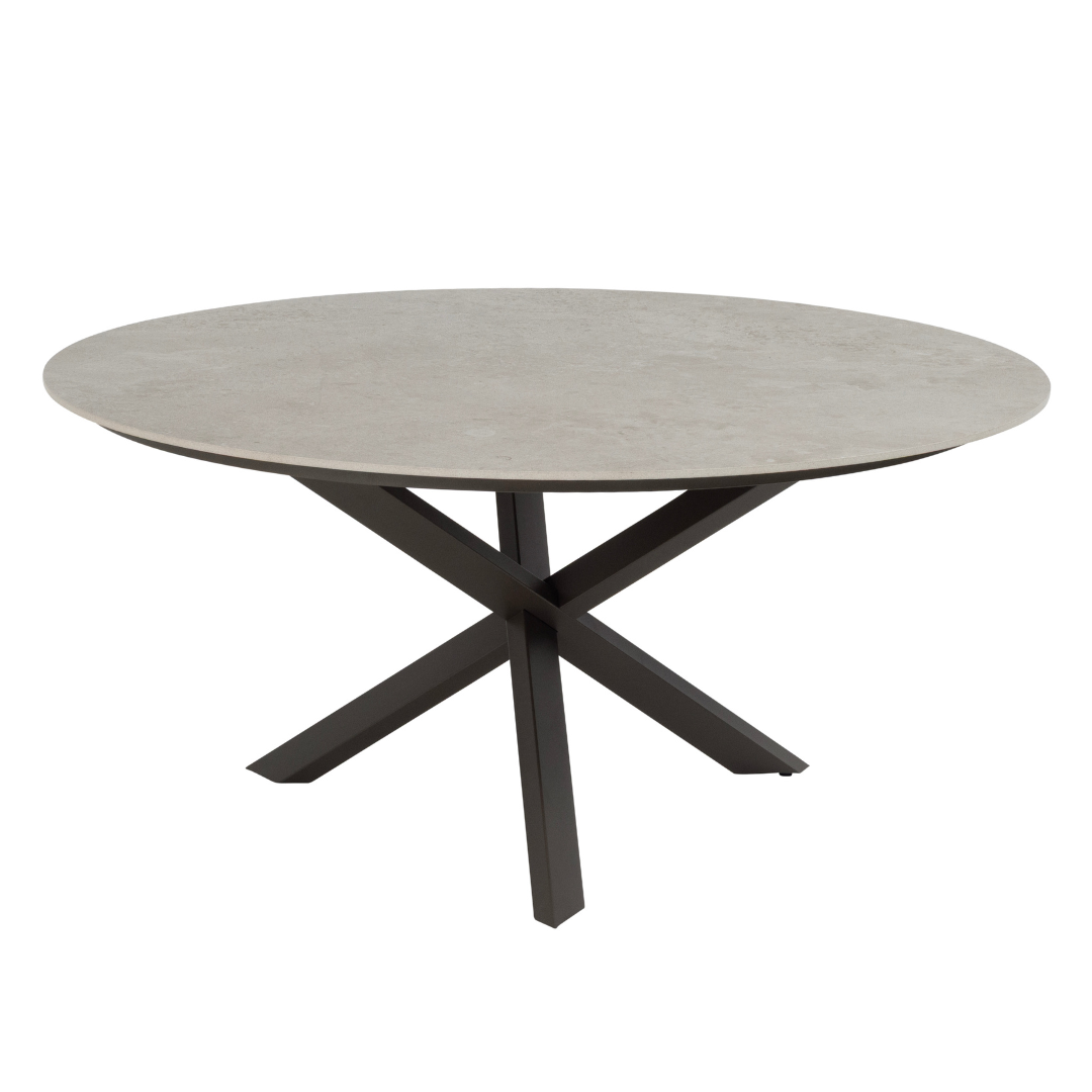 Tuinset Fabrice | Eettafel Prado Rond | 6x Eetstoel Fabrice Terre