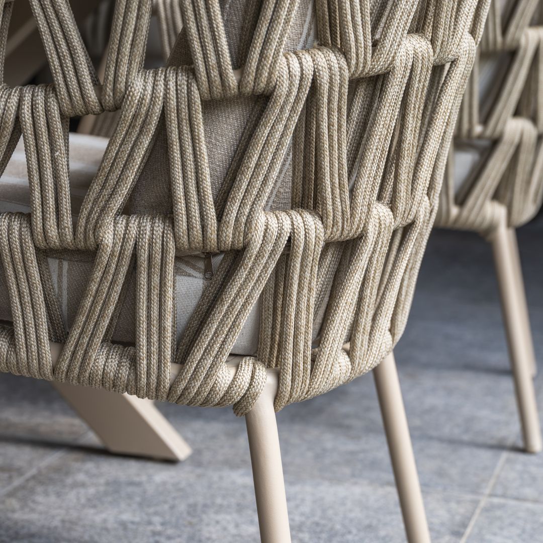 Tuinset Beverly Latte | Eettafel Prado 300cm | 6x Eetstoel Beverly